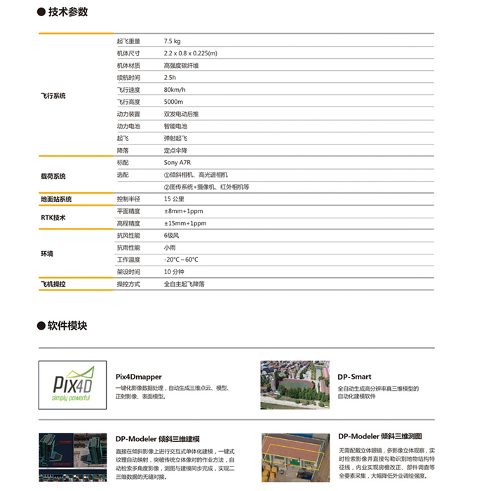 中海達iFly U5/U5R固定翼測繪無人機參數